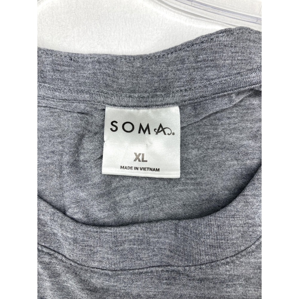 SOMA Womens Tee Size XL Gray Round Neck Soft Flowy Side Slit Comfy Sleepwear - Picture 2 of 4